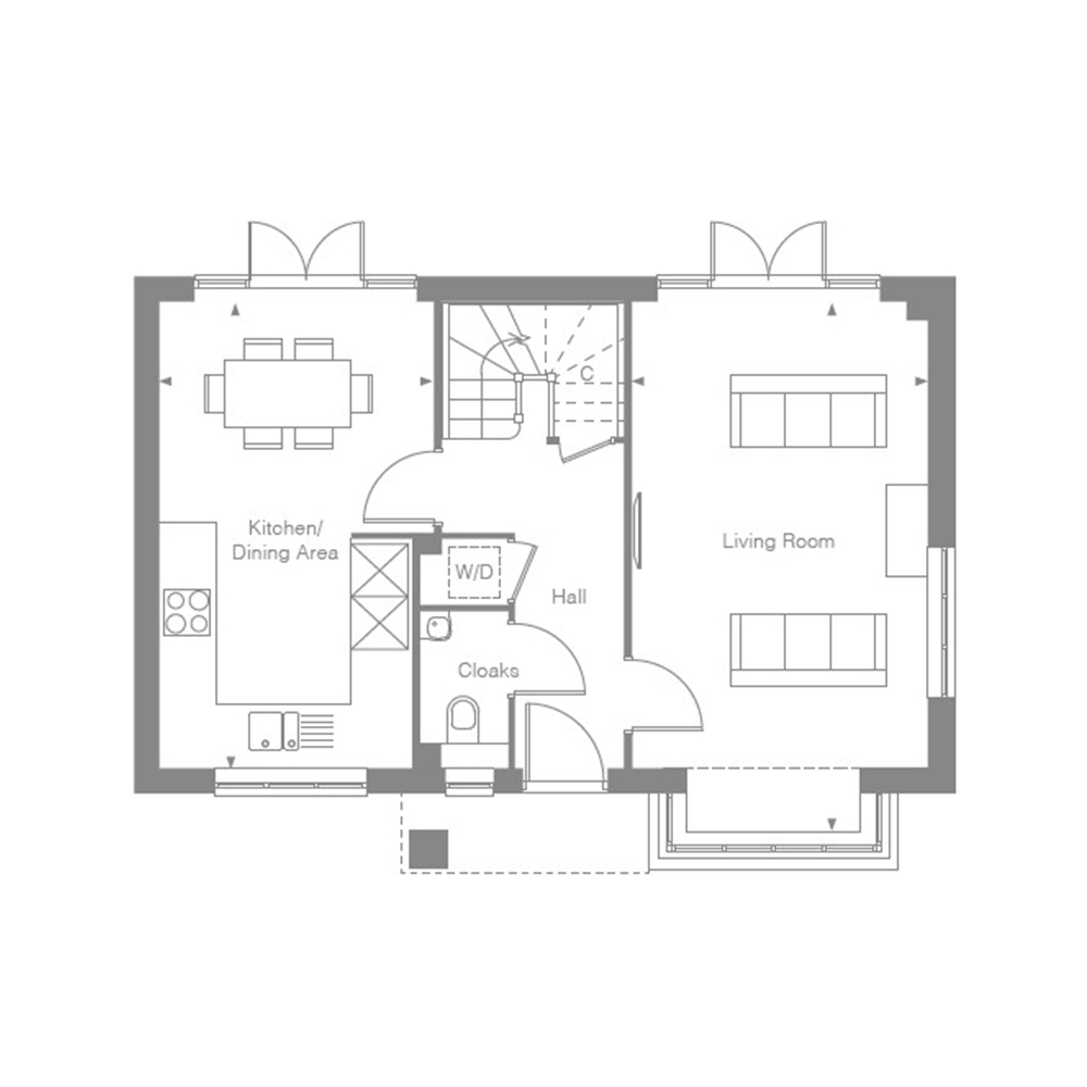 the albourne 3 bed house woodgate ground floor plan